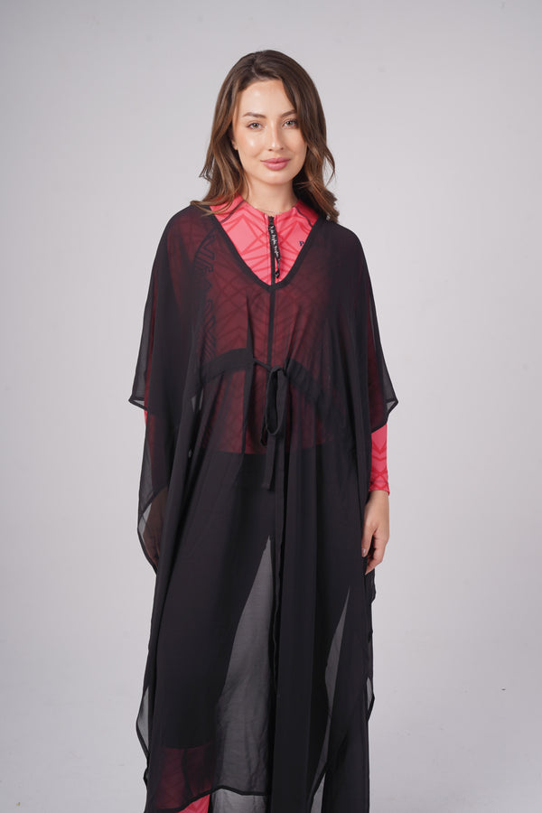 Black Chiffon Poncho