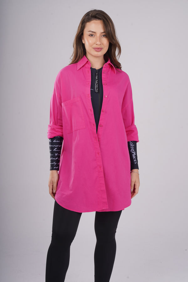 Hot pink oversized shirt