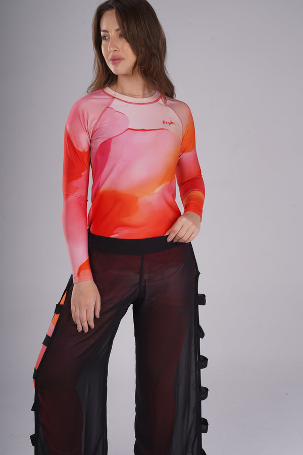 Black Chiffon Slit Pants